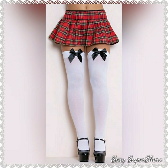 🆕Opaque Thigh-hi's w Satin Bow Lingerie stockings - Picture 4 of 6